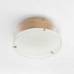 Gregory Modern Brass Ribbed Glass Drum Round Flush Mount Ceiling Light