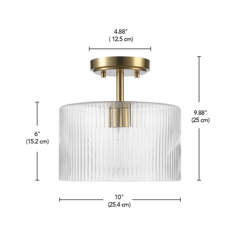 Finnda Farmhouse Ribbed Glass Semi Flush Ceiling