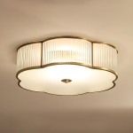 Marcela Traditional Brass Flower Ribbed Glass Ceiling Light