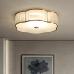 Marcela Traditional Brass Flower Ribbed Glass Ceiling Light