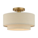 Isla Modern Drum Linen Blend Semi Flush Mount