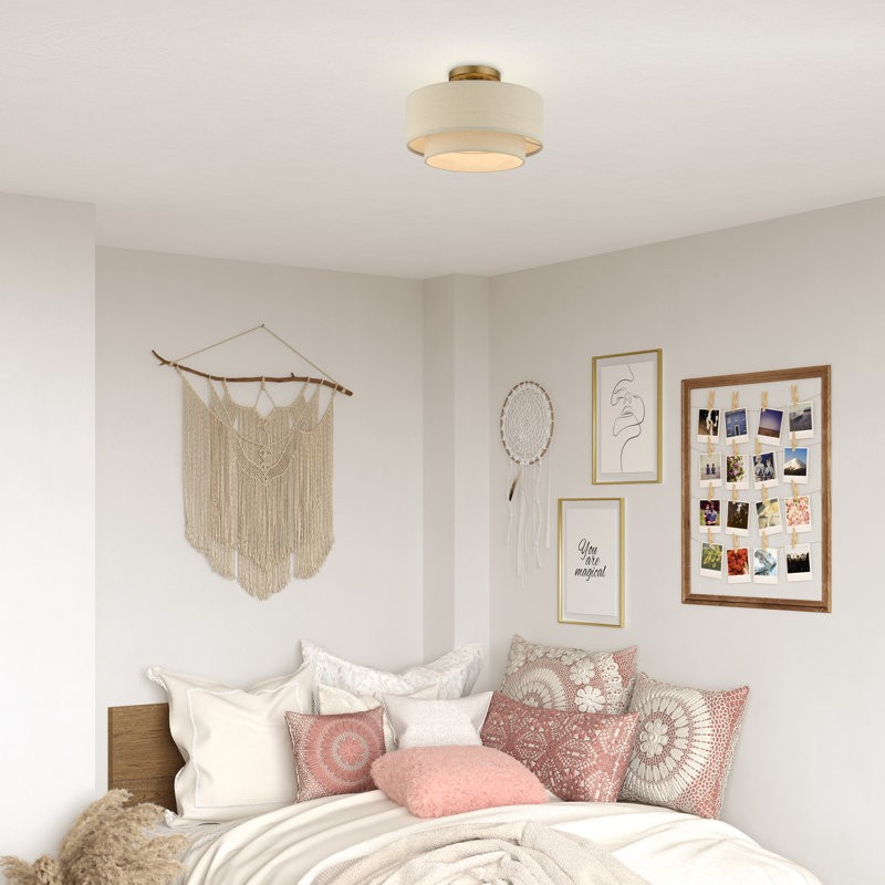 Isla Modern Drum Linen Blend Semi Flush Mount