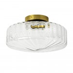Levi Farmhouse Ribbed Glass Brass Ceiling Light
