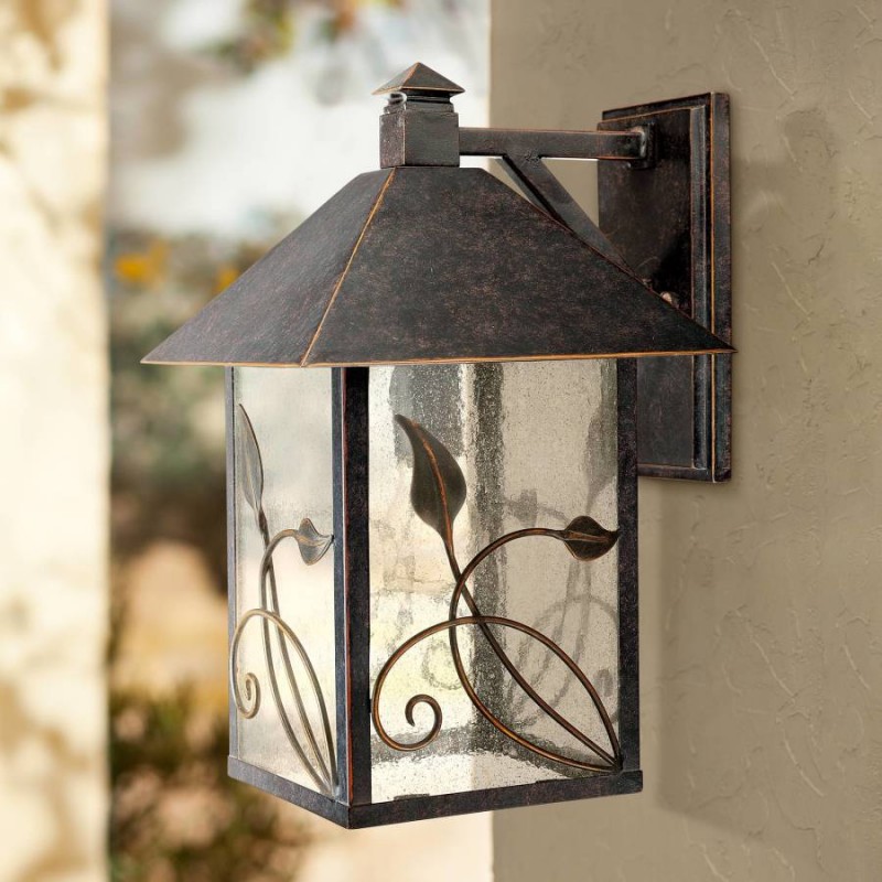 Bliss French Rustic Iron Lantern Seedy Glass Sconce