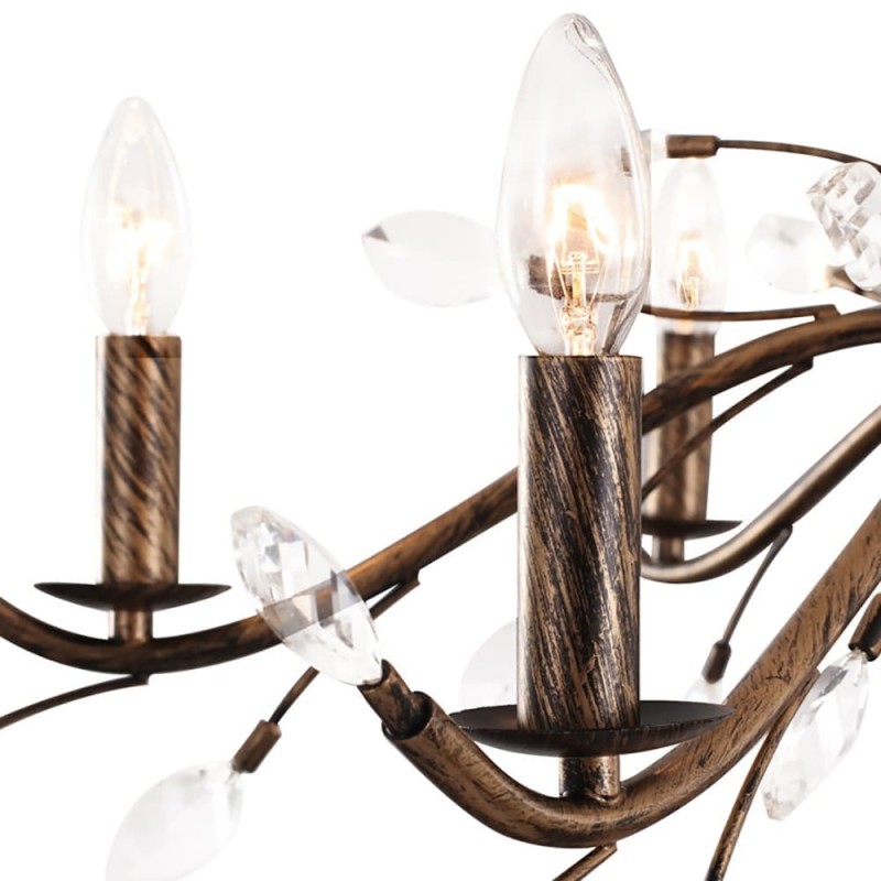 Thadder French Country 9 Light Bronze Crystal Chandelier