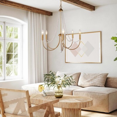 Ophelia French Country 5-Light Wood Beads Branch Chandelier