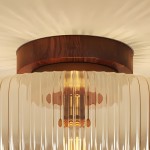 Octavius Farmhouse Retro Amber Fluted Glass Ceiling Light
