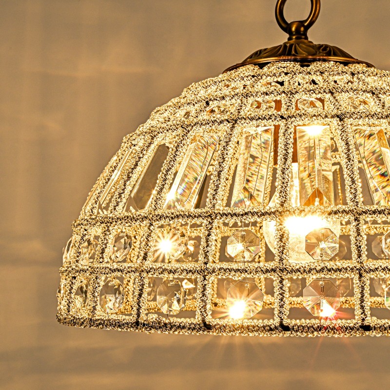 Zeldan Modern French Antique Bronze Dome Crystal Chandelier