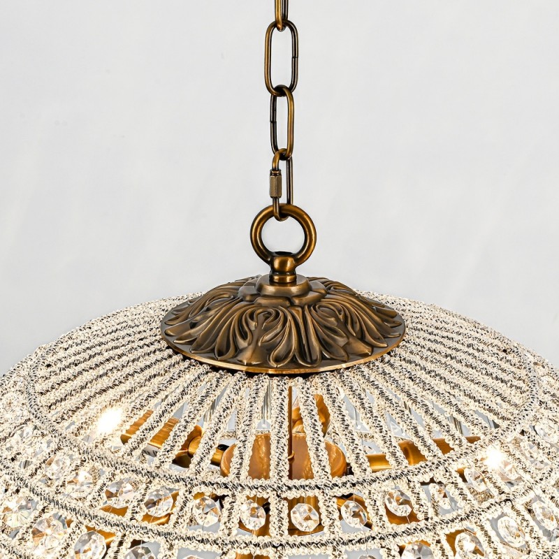 Zeldan Modern French Antique Bronze Dome Crystal Chandelier