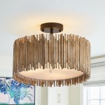 Piper Farmhouse Drum Glass Ceiling Light