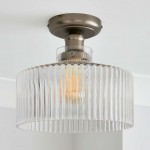 Bramwell Industrial Ribbed Glass Flush Mount Ceiling Light
