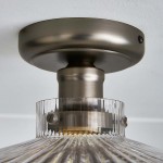 Bramwell Industrial Ribbed Glass Flush Mount Ceiling Light