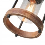 Doran Farmhouse Black Cage Cylinder Glass Pendant Light