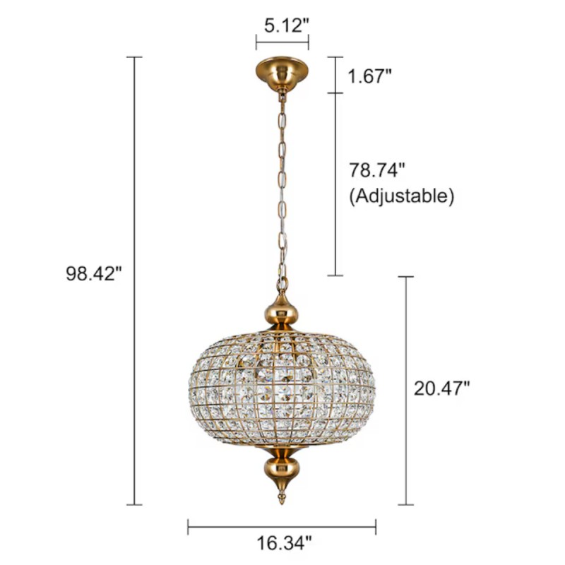 Dion Luxury Antique Brass French Country Crystal Large Chandelier