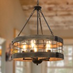 Blythe Rustic Industrial 5-Light Drum Chandelier