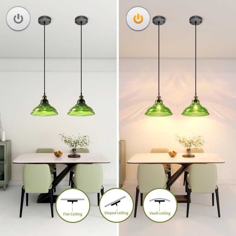 Benjin Modern Colorful Trumpet Glass Pendant Light