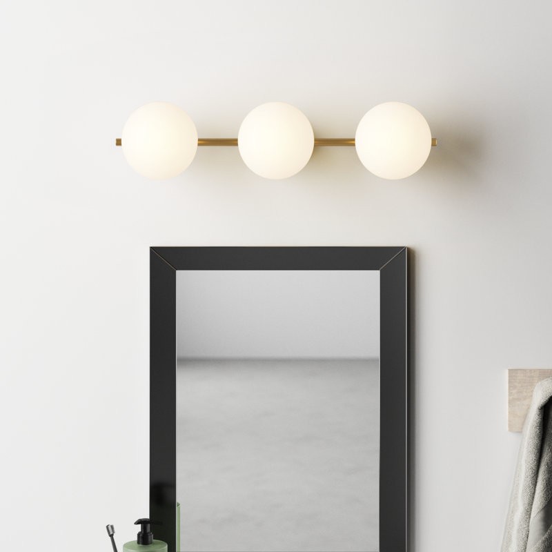 Larian White Glass Globe Bathroom Vanity Light