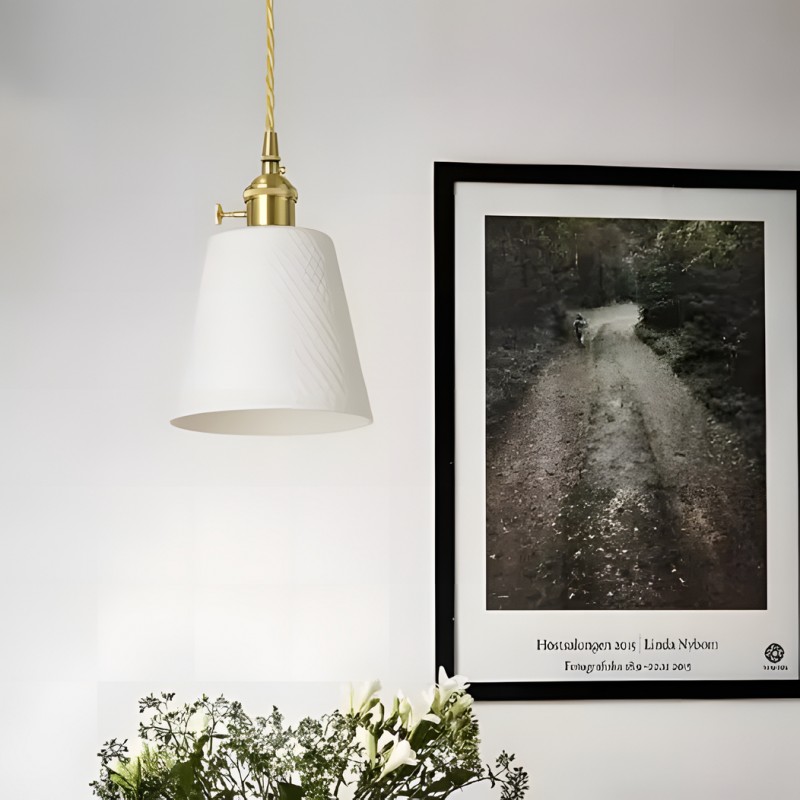 Carlo KiKi Fluted Ceramic Brass Pendant Light