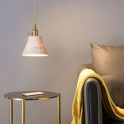 Carlo KiKi Fluted Ceramic Brass Pendant Light