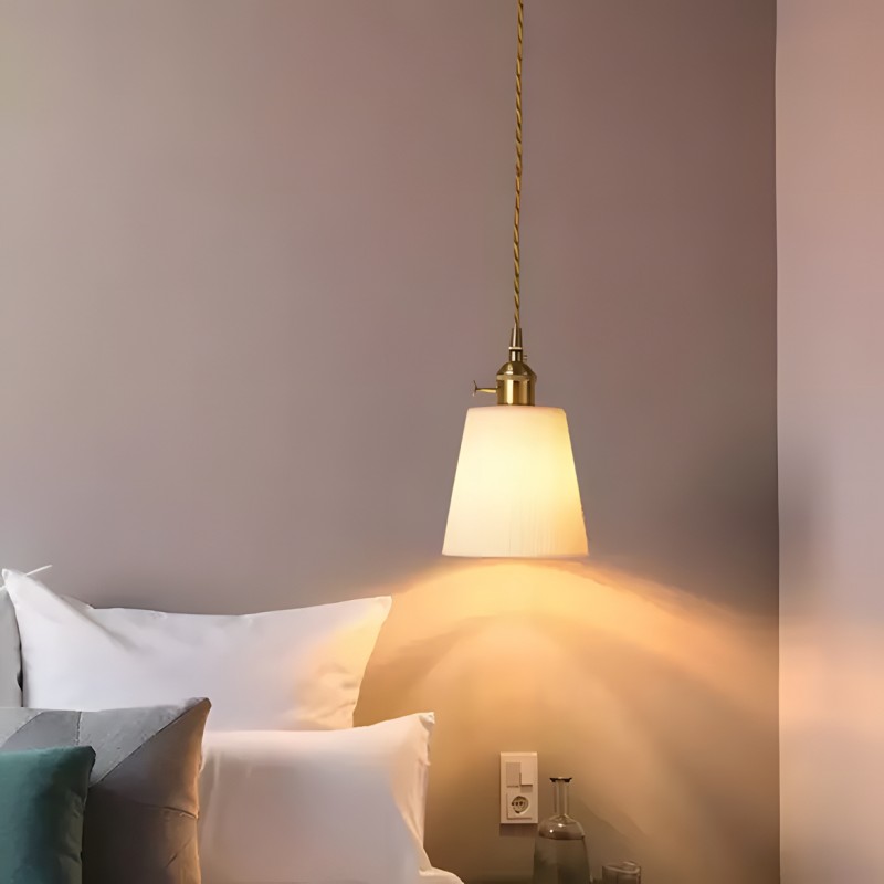 Carlo KiKi Fluted Ceramic Brass Pendant Light