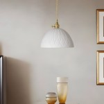 Carlo KiKi Fluted Ceramic Brass Pendant Light