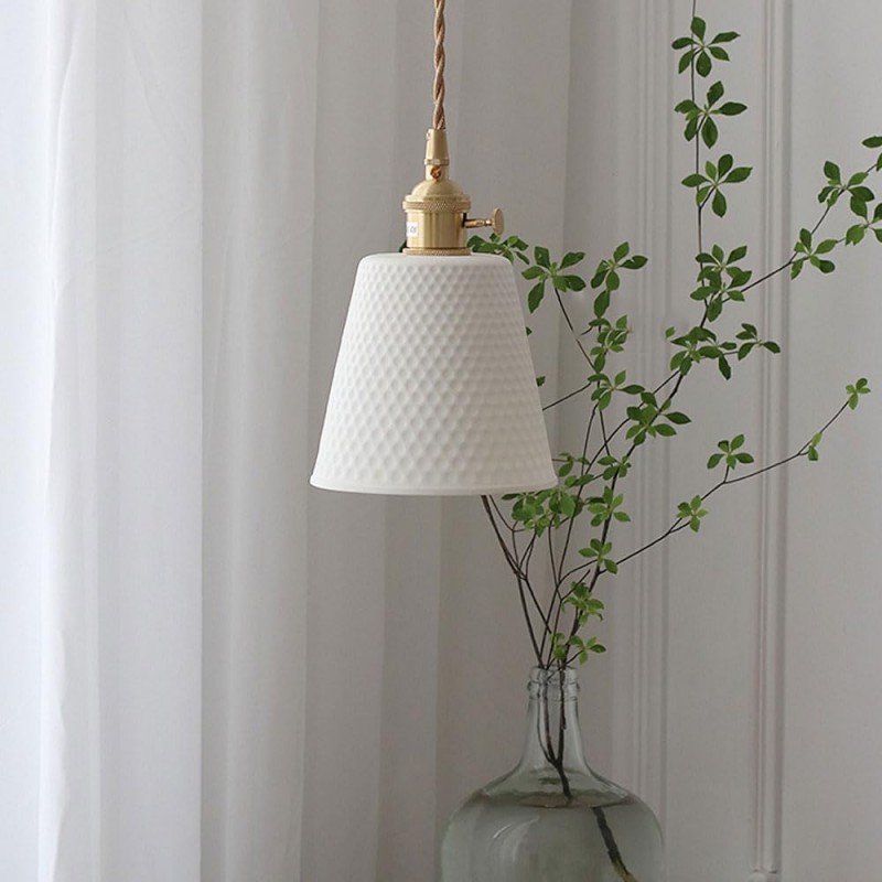 Carlo KiKi Fluted Ceramic Brass Pendant Light