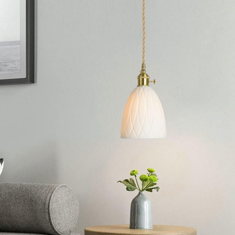 Carlo KiKi Fluted Ceramic Brass Pendant Light