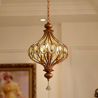 Keir French Luxury Retro Crystal Cage Chandelier