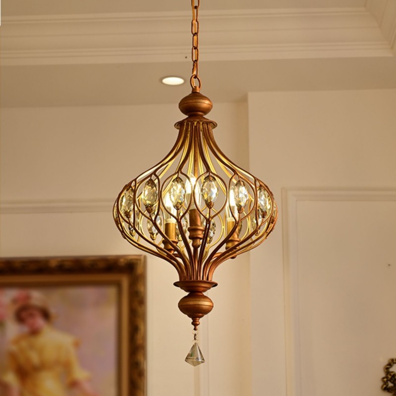 Keir French Luxury Retro Crystal Cage Chandelier
