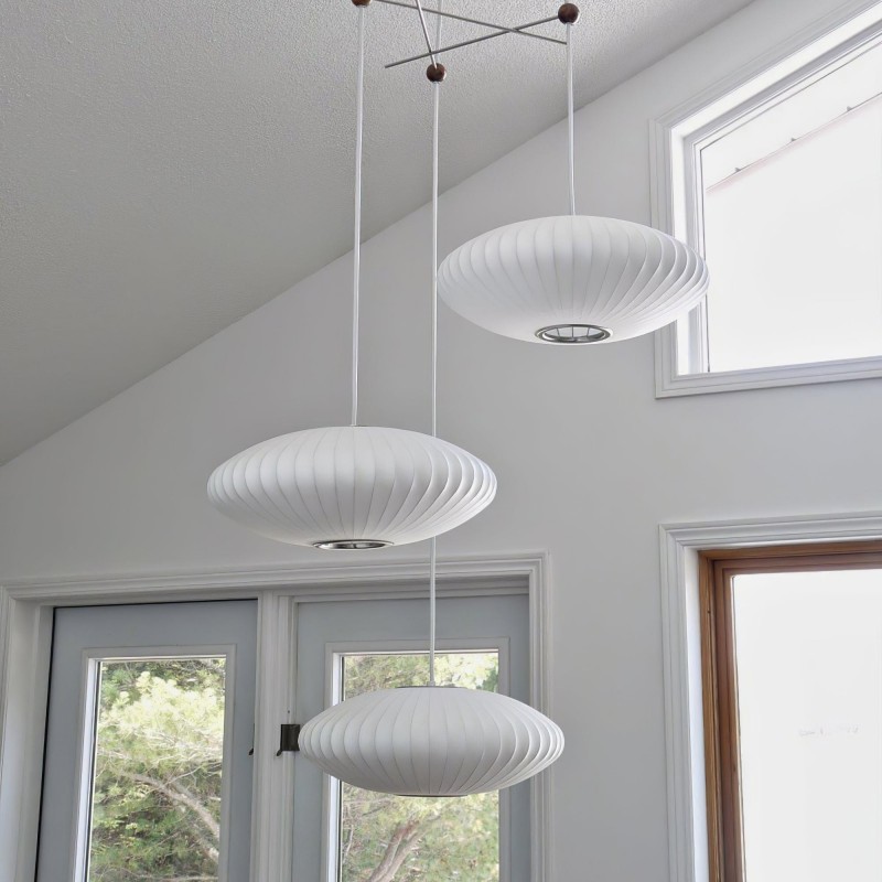 Noah White Triple Pear Bubble Silk Pendant Light