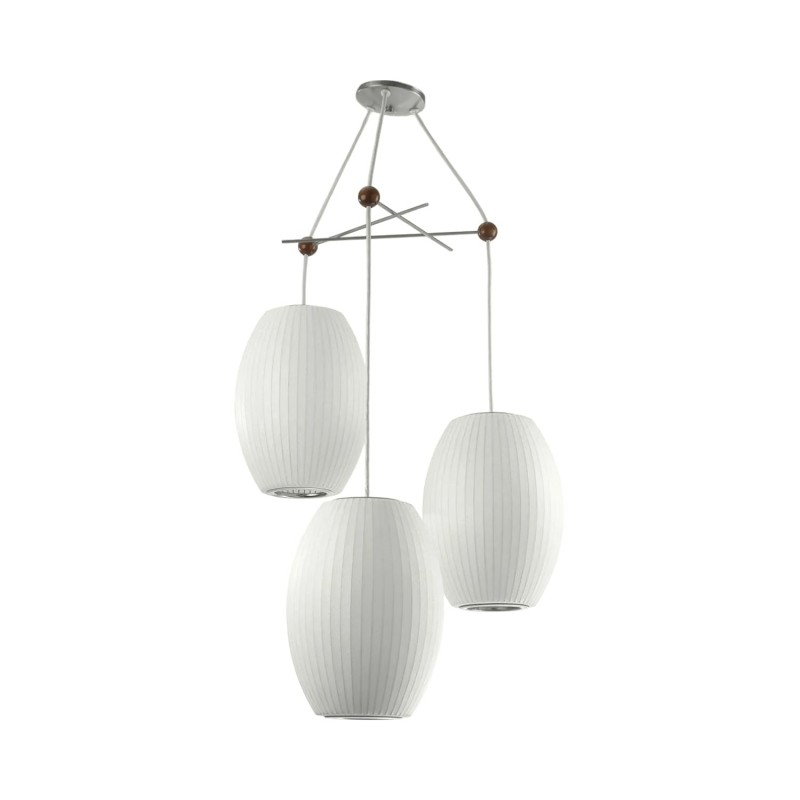 Noah White Triple Pear Bubble Silk Pendant Light