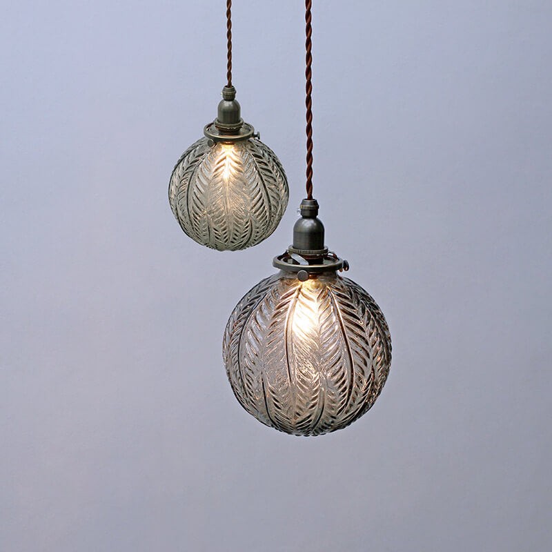 Logana Vintage Feather Texture Glass Globe Pendant Light