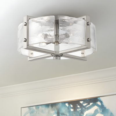 Piper Farmhouse Drum Glass Ceiling Light