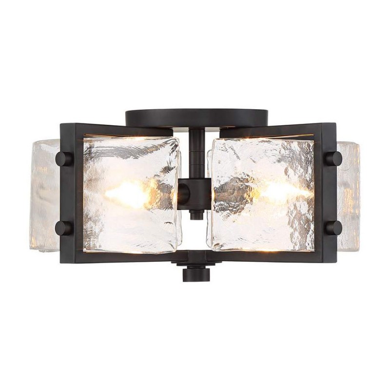 Piper Farmhouse Drum Glass Ceiling Light