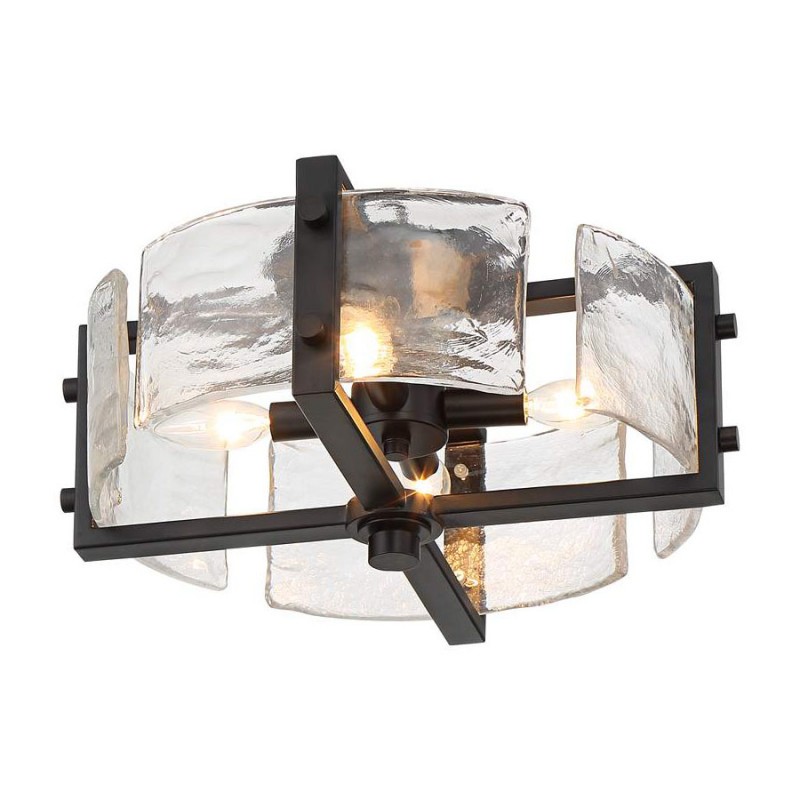 Piper Farmhouse Drum Glass Ceiling Light