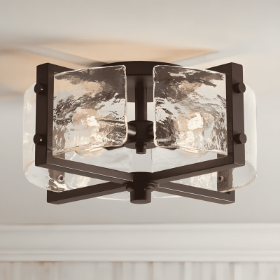 Piper Farmhouse Drum Glass Ceiling Light