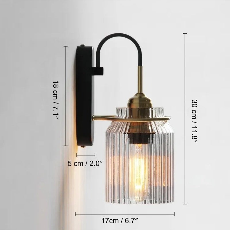 Hale Retro Cylinder Ribbed Glass Wall Sconce