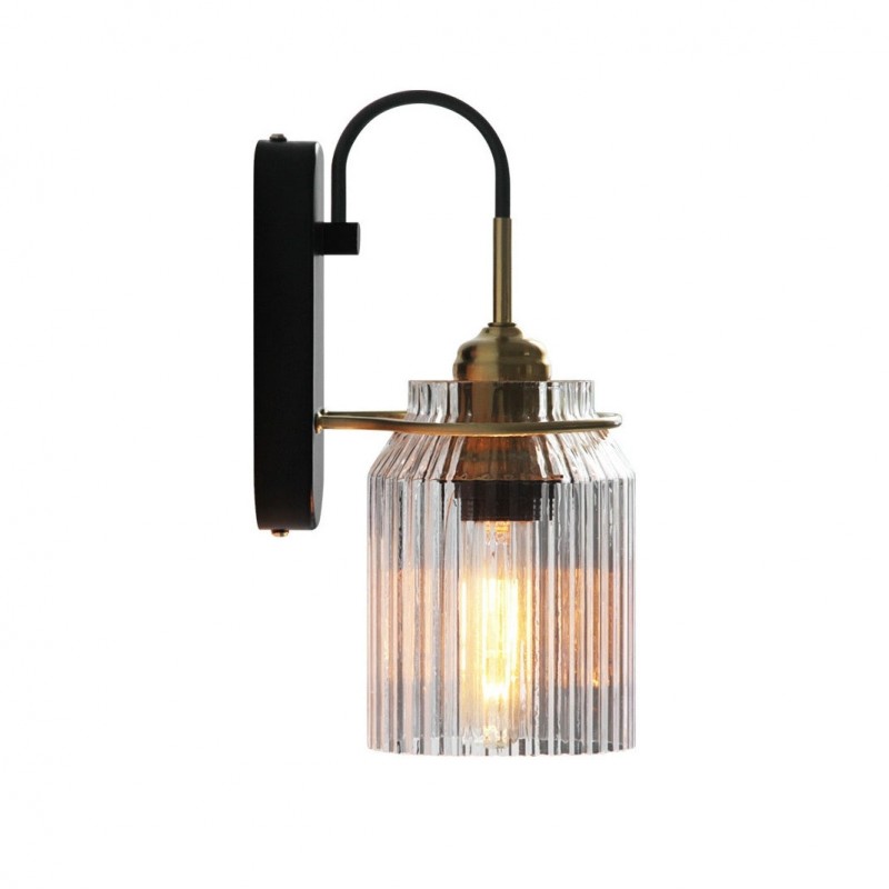 Hale Retro Cylinder Ribbed Glass Wall Sconce