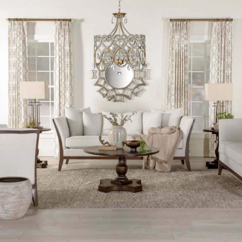 Neve Luxury French Antique Crystal Drum Chandelier