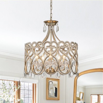 Neve Luxury French Antique Crystal Drum Chandelier