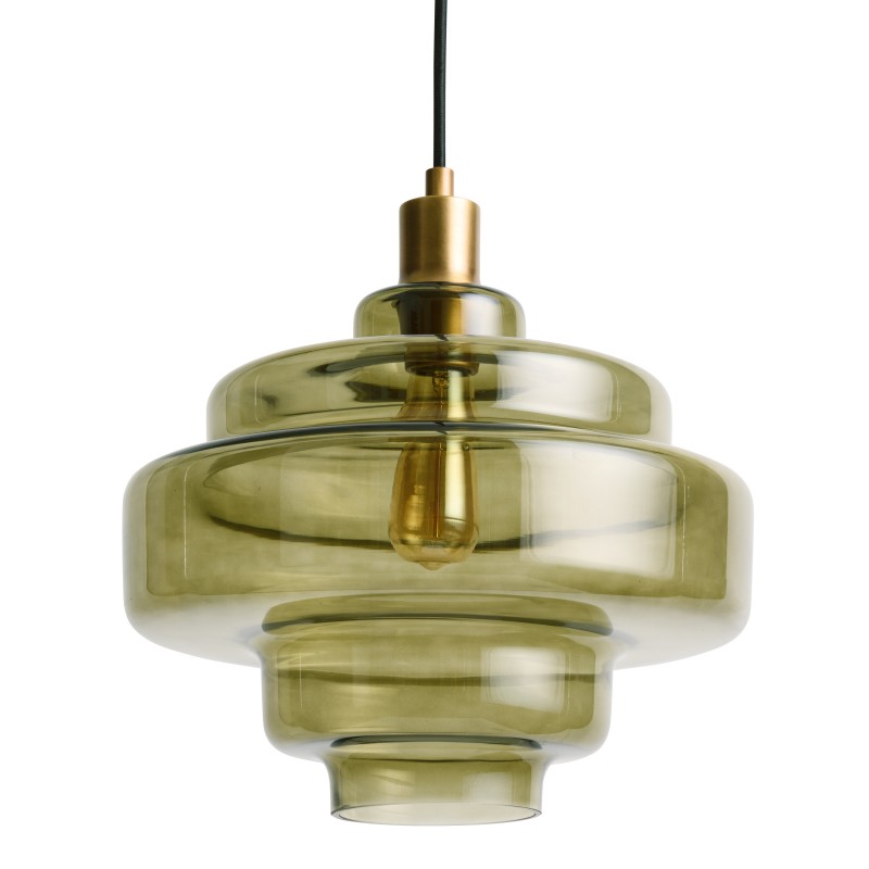 Yves Contemporary Tiered Green Glass Pendant Light