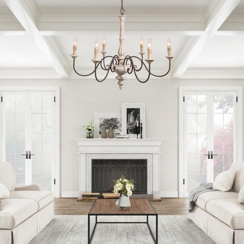 Scout Farmhouse Wood Anchor Candle Chandelier
