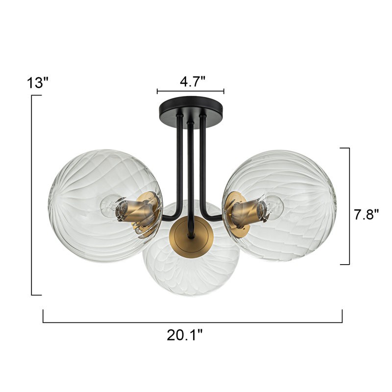 Ivey Water Ripple Glass Globe Ceiling Light