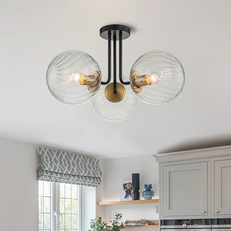 Ivey Water Ripple Glass Globe Ceiling Light