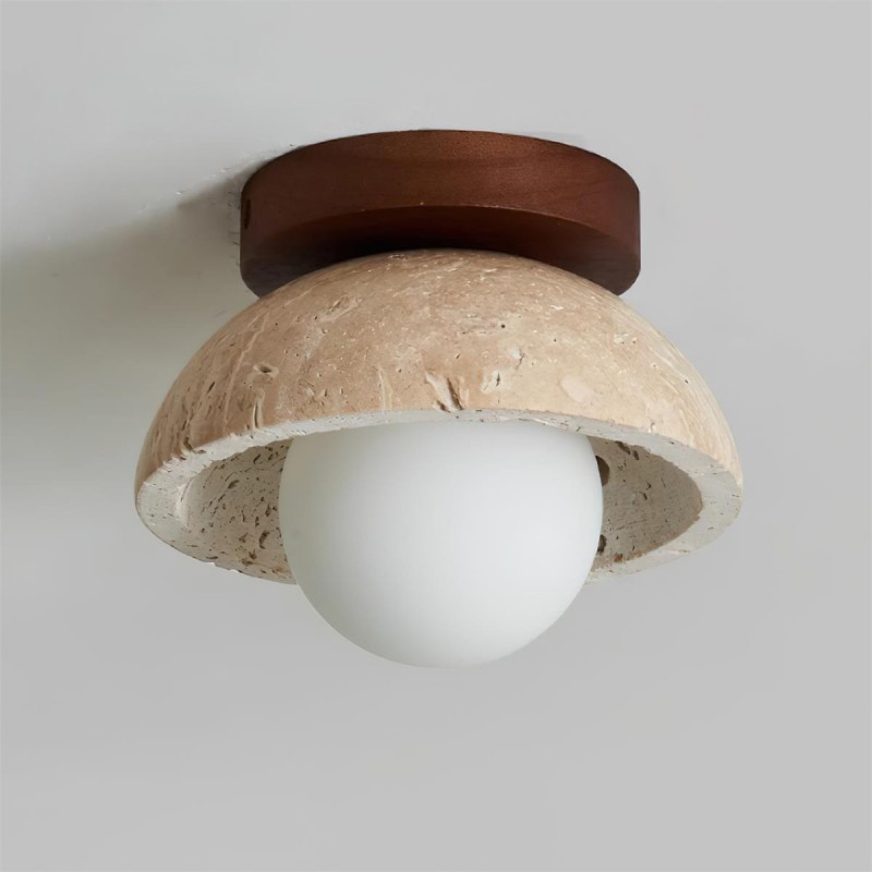 Flynn Wabi-sabi Bowl Shape Travertine Ceiling Light
