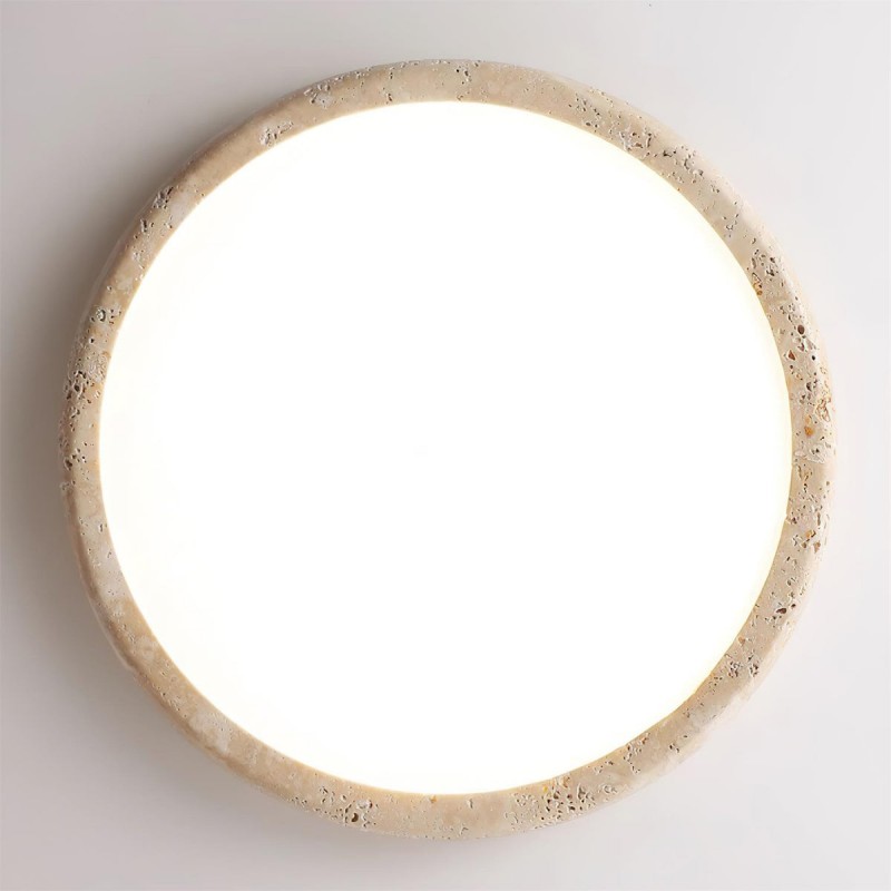 Tatum Modern Travertine Disc LED Ceiling Light