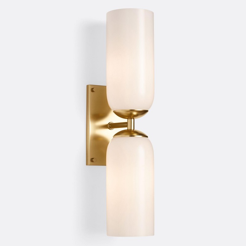 Iliana Rustic White Glass Double Tube Wall Sconce