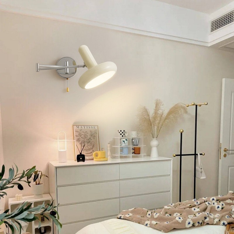 Kira Modern Bauhaus White Swing Arm Wall Light