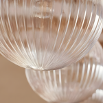 Hana Farmhouse Ribbed Glass Globe Pendant Light