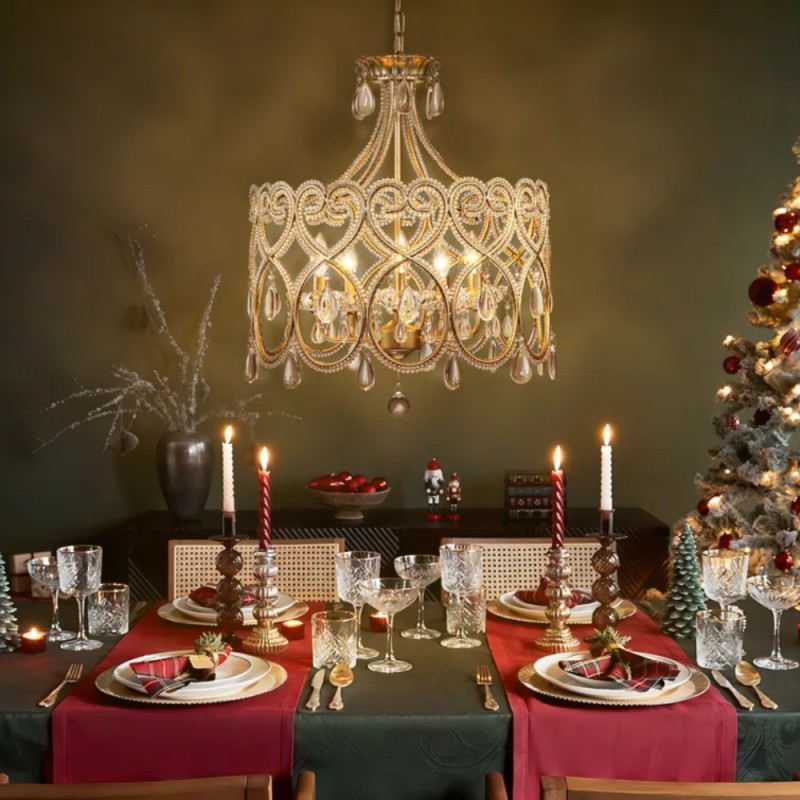 Neve Luxury French Antique Crystal Drum Chandelier
